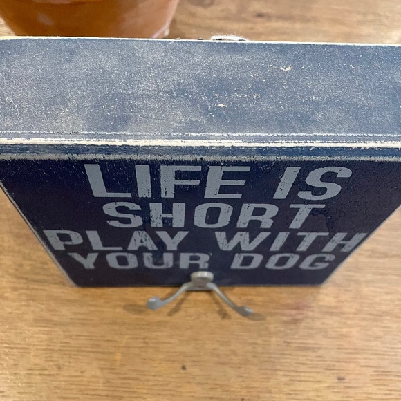 Wood Sign w/ hook Decor "Play with your Dog" - NWT - Picture 3 of 3